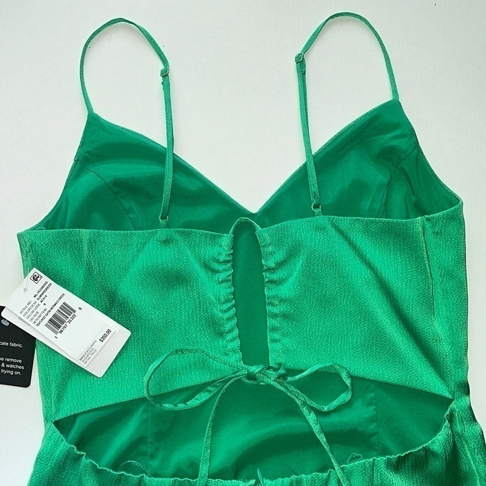 NWT Authentic  LIV FOSTER Textured Satin V-neck Spaghetti Strap Gown - Picture 6 of 7